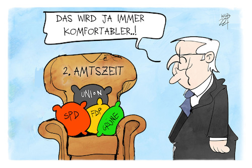 Cartoon: Bundespräsidentenwahl (medium) by Kostas Koufogiorgos tagged karikatur,koufogiorgos,illustration,cartoon,steinmeier,partei,sitz,amtszeit,bequem,komfortabel,bundespräsident,kissen,weich,karikatur,koufogiorgos,illustration,cartoon,steinmeier,partei,sitz,amtszeit,bequem,komfortabel,bundespräsident,kissen,weich