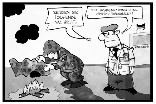 Cartoon: Bundeswehr (medium) by Kostas Koufogiorgos tagged karikatur,koufogiorgos,illustration,cartoon,bundeswehr,ruestung,ruestungsmaengel,soldat,kommandant,kommunikation,rauchzeichen,signal,technik,kommunikationstechnik,modernisierung,heer,verteidigung,karikatur,koufogiorgos,illustration,cartoon,bundeswehr,ruestung,ruestungsmaengel,soldat,kommandant,kommunikation,rauchzeichen,signal,technik,kommunikationstechnik,modernisierung,heer,verteidigung