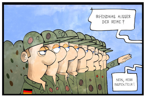 Cartoon: Bundeswehr (medium) by Kostas Koufogiorgos tagged karikatur,koufogiorgos,illustration,cartoon,bundeswehr,armee,militär,hitlergruß,ermittlung,reihe,aufstellung,rechtsextremismus,karikatur,koufogiorgos,illustration,cartoon,bundeswehr,armee,militär,hitlergruß,ermittlung,reihe,aufstellung,rechtsextremismus