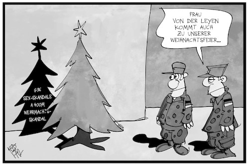 Cartoon: Bundeswehr (medium) by Kostas Koufogiorgos tagged karikatur,koufogiorgos,illustration,cartoon,afghanistan,bundeswehr,verteidigungsministerin,weihnachstfeier,rüstungsmaengel,skandale,armee,militär,schatten,weihnachtsbaum,karikatur,koufogiorgos,illustration,cartoon,afghanistan,bundeswehr,verteidigungsministerin,weihnachstfeier,rüstungsmaengel,skandale,armee,militär,schatten,weihnachtsbaum