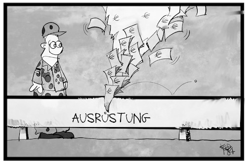 Cartoon: Bundeswehr (medium) by Kostas Koufogiorgos tagged karikatur,koufogiorgos,illustration,cartoon,bundesrechnungshof,geld,verschwendung,leck,bundeswehr,ausrüstung,militär,soldat,ausstattung,karikatur,koufogiorgos,illustration,cartoon,bundesrechnungshof,geld,verschwendung,leck,bundeswehr,ausrüstung,militär,soldat,ausstattung