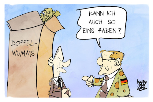 Cartoon: Bundeswehr (medium) by Kostas Koufogiorgos tagged karikatur,koufogiorgos,bundeswehr,pistorius,scholz,doppelwumms,geld,karikatur,koufogiorgos,bundeswehr,pistorius,scholz,doppelwumms,geld