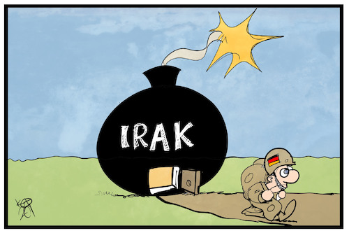 Cartoon: Bundeswehr im Irak (medium) by Kostas Koufogiorgos tagged karikatur,koufogiorgos,illustration,cartoon,bundeswehr,bombe,irak,militär,soldaten,krieg,konflikt,karikatur,koufogiorgos,illustration,cartoon,bundeswehr,bombe,irak,militär,soldaten,krieg,konflikt