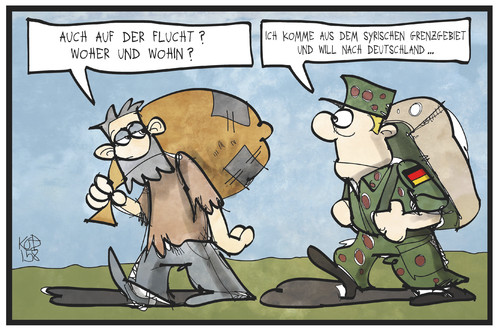 Cartoon: Bundeswehrabzug (medium) by Kostas Koufogiorgos tagged karikatur,koufogiorgos,illustration,cartoon,türkei,flüchtling,bundeswehr,patriot,abzug,deutschland,rückkehr,politik,aussenpolitik,krieg,konflikt,militär,karikatur,koufogiorgos,illustration,cartoon,türkei,flüchtling,bundeswehr,patriot,abzug,deutschland,rückkehr,politik,aussenpolitik,krieg,konflikt,militär