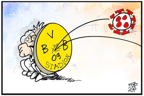 Cartoon: BVB vs. Corona (medium) by Kostas Koufogiorgos tagged karikatur,koufogiorgos,illustration,cartoon,bvb,corona,behandlung,zentrum,stadion,signal,iduna,fussball,verein,schild,abwehr,karikatur,koufogiorgos,illustration,cartoon,bvb,corona,behandlung,zentrum,stadion,signal,iduna,fussball,verein,schild,abwehr