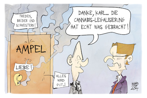 Cartoon: Cannabis-Legalisierung (medium) by Kostas Koufogiorgos tagged karikatur,koufogiorgos,cannabis,ampel,regierung,frieden,scholz,lauterbach,karikatur,koufogiorgos,cannabis,ampel,regierung,frieden,scholz,lauterbach