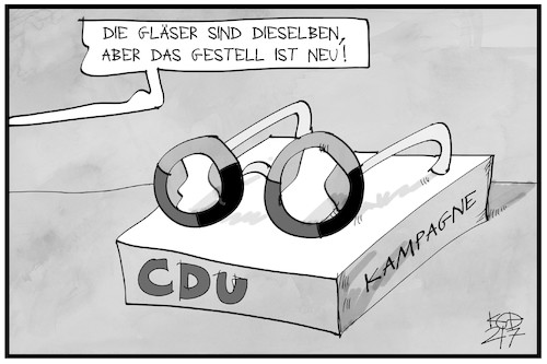 Cartoon: CDU-Kampagne (medium) by Kostas Koufogiorgos tagged karikatur,koufogiorgos,illustration,cartoon,cdu,kampagne,brille,alt,neu,gestell,glas,durchblick,partei,wahlkampf,karikatur,koufogiorgos,illustration,cartoon,cdu,kampagne,brille,alt,neu,gestell,glas,durchblick,partei,wahlkampf