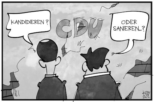 Cartoon: CDU-Vorsitz (medium) by Kostas Koufogiorgos tagged karikatur,koufogiorgos,illustration,cartoon,cdu,vorsitz,merz,laschet,christdemokraten,partei,kandidat,sanieren,kandidieren,karikatur,koufogiorgos,illustration,cartoon,cdu,vorsitz,merz,laschet,christdemokraten,partei,kandidat,sanieren,kandidieren