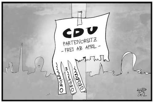 Cartoon: CDU-Vorsitz (medium) by Kostas Koufogiorgos tagged karikatur,koufogiorgos,illustration,cartoon,cdu,vorsitz,kampkandidatur,kampfabstimmung,anzeige,partei,christdemokraten,karikatur,koufogiorgos,illustration,cartoon,cdu,vorsitz,kampkandidatur,kampfabstimmung,anzeige,partei,christdemokraten