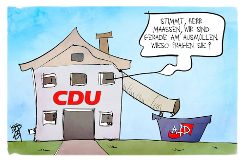 Cartoon: CDU gegen Maaßen (medium) by Kostas Koufogiorgos tagged karikatur,koufogiorgos,maassen,cdu,afd,aufräumen,müll,partei,karikatur,koufogiorgos,maassen,cdu,afd,aufräumen,müll,partei