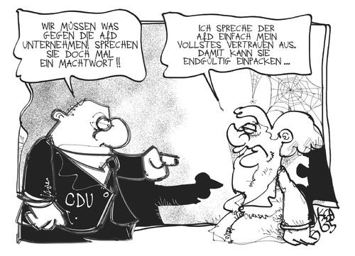 Cartoon: CDU und AfD (medium) by Kostas Koufogiorgos tagged afd,merkel,alternative,deutschland,wahl,vertrauen,karikatur,koufogiorgos,afd,merkel,alternative,deutschland,wahl,vertrauen,karikatur,koufogiorgos