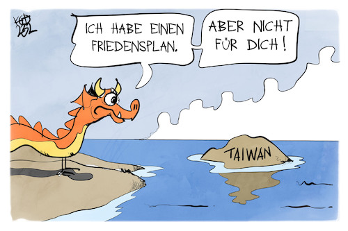 Cartoon: Chinas Friedensplan (medium) by Kostas Koufogiorgos tagged karikatur,koufogiorgos,china,friedensplan,taiwan,drache,karikatur,koufogiorgos,china,friedensplan,taiwan,drache