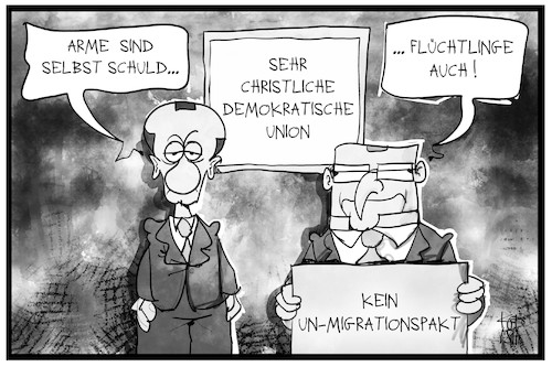 Cartoon: Christliche Werte (medium) by Kostas Koufogiorgos tagged karikatur,koufogiorgos,illustration,cartoon,cdu,christlich,arm,reich,migranten,flüchtlinge,sozial,partei,spahn,merz,karikatur,koufogiorgos,illustration,cartoon,cdu,christlich,arm,reich,migranten,flüchtlinge,sozial,partei,spahn,merz