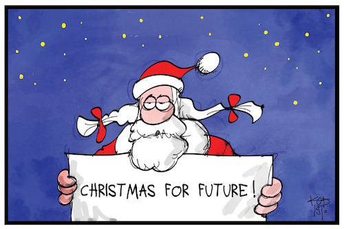 Cartoon: Christmas for Future! (medium) by Kostas Koufogiorgos tagged karikatur,koufogiorgos,illustration,cartoon,weihnachten,weihnachtsmann,christmas,future,demonstration,klima,umwelt,klimaschutz,greta,karikatur,koufogiorgos,illustration,cartoon,weihnachten,weihnachtsmann,christmas,future,demonstration,klima,umwelt,klimaschutz,greta