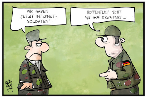 Cartoon: CIR (medium) by Kostas Koufogiorgos tagged karikatur,koufogiorgos,illustration,cartoon,cir,bundeswehr,kommando,cyber,informationsraum,it,computer,soldat,karikatur,koufogiorgos,illustration,cartoon,cir,bundeswehr,kommando,cyber,informationsraum,it,computer,soldat