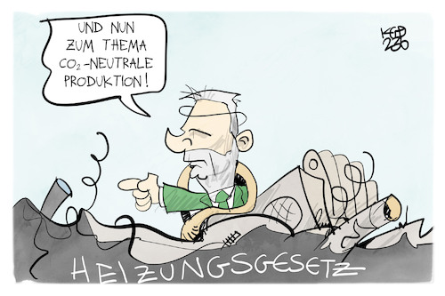 Cartoon: CO2-neutral (medium) by Kostas Koufogiorgos tagged karikatur,koufogiorgos,co2,habeck,reform,produktion,klima,karikatur,koufogiorgos,co2,habeck,reform,produktion,klima