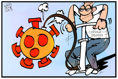 Cartoon: Corona-Demos (medium) by Kostas Koufogiorgos tagged karikatur,koufogiorgos,illustration,cartoon,corona,luft,demo,vergrössern,aufpumpen,pandemie,karikatur,koufogiorgos,illustration,cartoon,corona,luft,demo,vergrössern,aufpumpen,pandemie