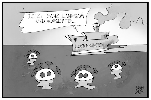 Cartoon: Corona-Gefahren umschiffen (medium) by Kostas Koufogiorgos tagged karikatur,koufogiorgos,illustration,cartoon,corona,lockerungen,schiff,eisberg,titanic,untergang,pandemie,virus,krankheit,karikatur,koufogiorgos,illustration,cartoon,corona,lockerungen,schiff,eisberg,titanic,untergang,pandemie,virus,krankheit