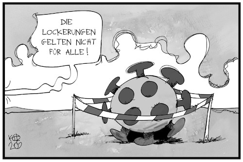 Cartoon: Corona-Lockerungen (medium) by Kostas Koufogiorgos tagged karikatur,koufogiorgos,illustration,cartoon,lockerung,corona,pandemie,virus,einschränkung,krankheit,covid19,karikatur,koufogiorgos,illustration,cartoon,lockerung,corona,pandemie,virus,einschränkung,krankheit,covid19