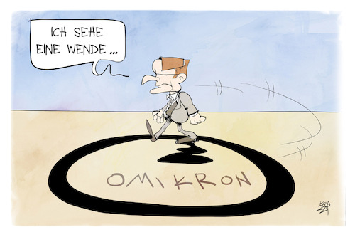 Cartoon: Corona-Wende (medium) by Kostas Koufogiorgos tagged karikatur,koufogiorgos,illustration,cartoon,wende,kreis,omikron,lauterbach,karikatur,koufogiorgos,illustration,cartoon,wende,kreis,omikron,lauterbach