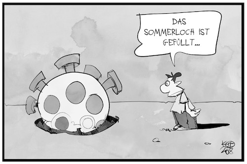 Cartoon: Corona füllt das Sommerloch (medium) by Kostas Koufogiorgos tagged karikatur,koufogiorgos,illustration,cartoon,corona,sommerloch,nachrichten,pandemie,virus,thema,karikatur,koufogiorgos,illustration,cartoon,corona,sommerloch,nachrichten,pandemie,virus,thema