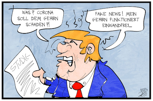 Cartoon: Corona schadet dem Gehirn (medium) by Kostas Koufogiorgos tagged karikatur,koufogiorgos,illustration,cartoon,trump,corona,schäden,gehirn,folgeschaeden,krankheit,karikatur,koufogiorgos,illustration,cartoon,trump,corona,schäden,gehirn,folgeschaeden,krankheit