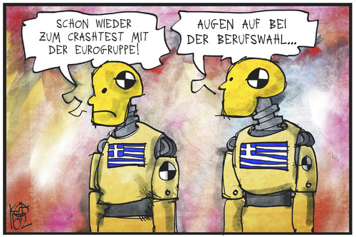 Cartoon: Crashtest mit der Eurogruppe (medium) by Kostas Koufogiorgos tagged karikatur,koufogiorgos,illustration,cartoon,griechenland,crash,test,dummy,eurogruppe,eu,europa,beruf,schicksal,politik,karikatur,koufogiorgos,illustration,cartoon,griechenland,crash,test,dummy,eurogruppe,eu,europa,beruf,schicksal,politik