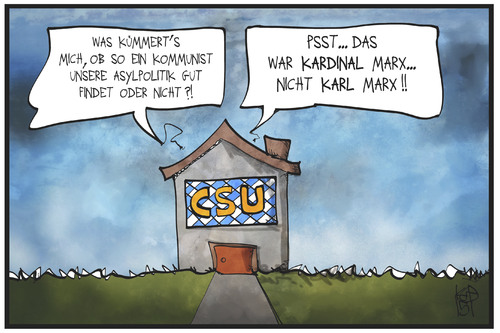 Cartoon: CSU-Asylpolitik (medium) by Kostas Koufogiorgos tagged karikatur,koufogiorgos,illustration,cartoon,csu,haus,partei,marx,asylpolitik,kardinal,kommunist,politik,karikatur,koufogiorgos,illustration,cartoon,csu,haus,partei,marx,asylpolitik,kardinal,kommunist,politik