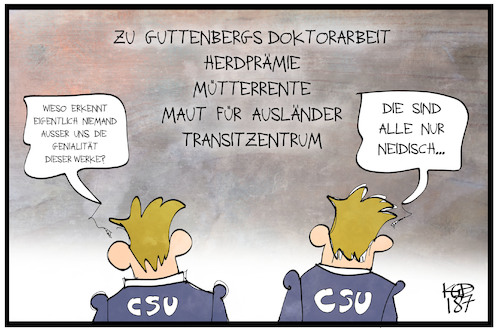 Cartoon: CSU-Die größten Erfolge (medium) by Kostas Koufogiorgos tagged karikatur,koufogiorgos,illustration,cartoon,csu,werk,guttenberg,plagiat,mütterrente,herdprämie,maut,transitzentrum,politik,partei,neid,karikatur,koufogiorgos,illustration,cartoon,csu,werk,guttenberg,plagiat,mütterrente,herdprämie,maut,transitzentrum,politik,partei,neid