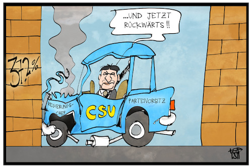 Cartoon: CSU-Vorsitz (medium) by Kostas Koufogiorgos tagged karikatur,koufogiorgos,illustration,cartoon,soeder,vorsitz,csu,auto,sackgasse,regierungschef,bayern,partei,politik,karikatur,koufogiorgos,illustration,cartoon,soeder,vorsitz,csu,auto,sackgasse,regierungschef,bayern,partei,politik