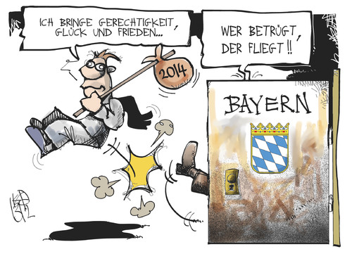 Cartoon: CSU (medium) by Kostas Koufogiorgos tagged csu,bayern,migranten,immigration,integration,jahreswechsel,neujahr,2014,karikatur,koufogiorgos,csu,bayern,migranten,immigration,integration,jahreswechsel,neujahr,2014,karikatur,koufogiorgos