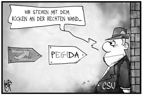 Cartoon: CSU an der Wand (medium) by Kostas Koufogiorgos tagged karikatur,koufogiorgos,illustration,cartoon,csu,afd,pegida,bayern,wand,rechts,populismus,politk,partei,karikatur,koufogiorgos,illustration,cartoon,csu,afd,pegida,bayern,wand,rechts,populismus,politk,partei