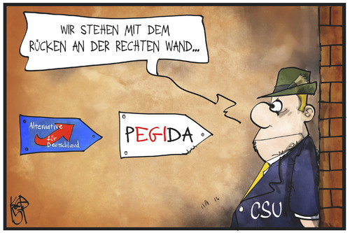 Cartoon: CSU an der Wand (medium) by Kostas Koufogiorgos tagged karikatur,koufogiorgos,illustration,cartoon,csu,afd,pegida,bayern,wand,rechts,populismus,politk,partei,karikatur,koufogiorgos,illustration,cartoon,csu,afd,pegida,bayern,wand,rechts,populismus,politk,partei