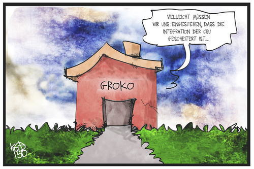 Cartoon: CSU in der GroKo (medium) by Kostas Koufogiorgos tagged karikatur,koufogiorgos,illustration,cartoon,csu,groko,regierung,koalition,spd,cdu,union,haus,integration,flüchtlingspolitik,partei,seehofer,karikatur,koufogiorgos,illustration,cartoon,csu,groko,regierung,koalition,spd,cdu,union,haus,integration,flüchtlingspolitik,partei,seehofer