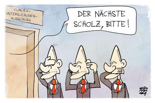 Cartoon: Cum-Ex-Ermittlungen (medium) by Kostas Koufogiorgos tagged karikatur,koufogiorgos,cum,ex,scholz,untersuchungsausschuss,warburg,karikatur,koufogiorgos,cum,ex,scholz,untersuchungsausschuss,warburg