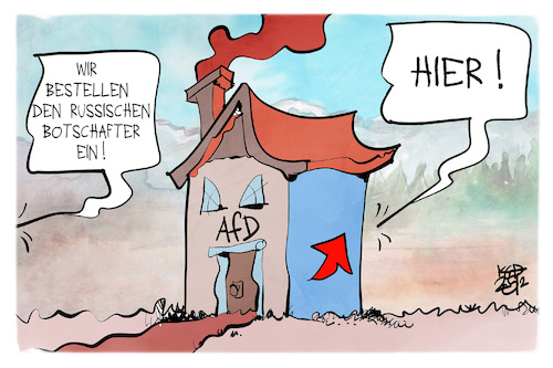 Cartoon: Cyberangriff aus Russland (medium) by Kostas Koufogiorgos tagged karikatur,koufogiorgos,russland,afd,botschafter,regierung,verräter,karikatur,koufogiorgos,russland,afd,botschafter,regierung,verräter