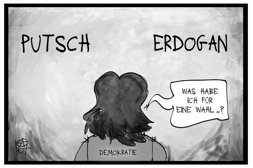 Cartoon: Demokratie entscheidet (medium) by Kostas Koufogiorgos tagged karikatur,koufogiorgos,illustration,cartoon,erdogan,demokratie,putsch,putschversuch,entscheidung,tuerkei,wahl,politik,karikatur,koufogiorgos,illustration,cartoon,erdogan,demokratie,putsch,putschversuch,entscheidung,tuerkei,wahl,politik