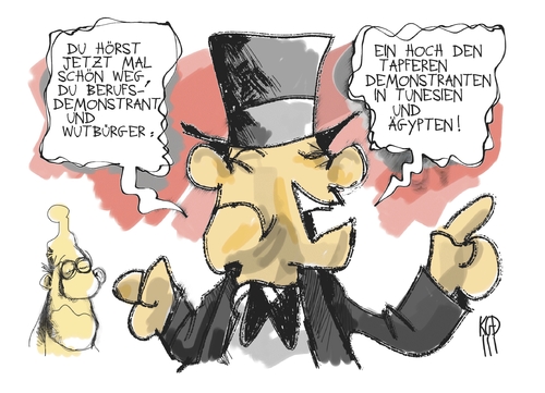Demonstranten hier und dort Demonstranten hier und dort