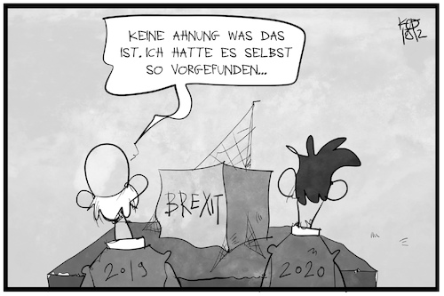 Cartoon: Der Brexit geht in das neue Jahr (medium) by Kostas Koufogiorgos tagged karikatur,koufogiorgos,illustration,cartoon,2019,2020,brexit,neu,alt,europa,eu,austritt,karikatur,koufogiorgos,illustration,cartoon,2019,2020,brexit,neu,alt,europa,eu,austritt