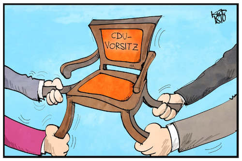 Cartoon: Der CDU-Vorsitz (medium) by Kostas Koufogiorgos tagged karikatur,koufogiorgos,illustration,cartoon,cdu,vorsitz,stuhl,kampf,partei,demokratie,nachfolge,chefposten,karikatur,koufogiorgos,illustration,cartoon,cdu,vorsitz,stuhl,kampf,partei,demokratie,nachfolge,chefposten