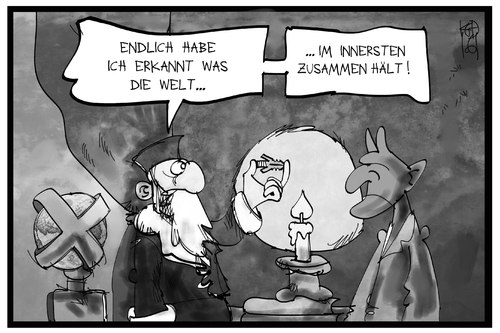 Cartoon: Der Dübel hält (medium) by Kostas Koufogiorgos tagged karikatur,koufogiorgos,illustration,cartoon,duebel,faust,goethe,mephisto,welt,zusammenhalten,wissenschaft,fischer,erfinder,erkenntnis,werkzeug,erfindung,karikatur,koufogiorgos,illustration,cartoon,duebel,faust,goethe,mephisto,welt,zusammenhalten,wissenschaft,fischer,erfinder,erkenntnis,werkzeug,erfindung