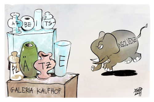 Cartoon: Der Elefant ist zurück (medium) by Kostas Koufogiorgos tagged karikatur,koufogiorgos,kaufhof,galeria,kaufhaus,schutzschirm,insolvenz,elefant,porzellanladen,wirtschaft,arbeitsplätze,einzelhandel,karikatur,koufogiorgos,kaufhof,galeria,kaufhaus,schutzschirm,insolvenz,elefant,porzellanladen,wirtschaft,arbeitsplätze,einzelhandel