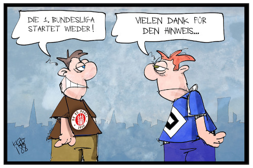 Cartoon: Der HSV und die Bundesliga (medium) by Kostas Koufogiorgos tagged karikatur,koufogiorgos,illustration,cartoon,bundesliga,start,fussball,pauli,hsv,hamburg,abstieg,karikatur,koufogiorgos,illustration,cartoon,bundesliga,start,fussball,pauli,hsv,hamburg,abstieg