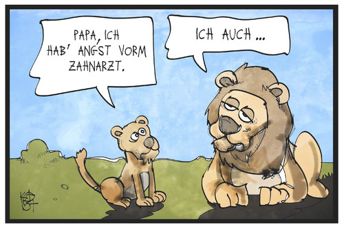 Cartoon: Der Löwe Cecil (medium) by Kostas Koufogiorgos tagged karikatur,koufogiorgos,illustration,cartoon,löwe,cecil,zahnarzt,jagd,angst,wilderer,tier,tierschutz,afrika,karikatur,koufogiorgos,illustration,cartoon,löwe,cecil,zahnarzt,jagd,angst,wilderer,tier,tierschutz,afrika