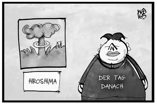 Cartoon: Der Tag danach (medium) by Kostas Koufogiorgos tagged karikatur,koufogiorgos,illustration,cartoon,hiroshima,nordkorea,kim,jong,un,atombombe,film,tag,danach,day,after,krieg,historisch,geschichte,karikatur,koufogiorgos,illustration,cartoon,hiroshima,nordkorea,kim,jong,un,atombombe,film,tag,danach,day,after,krieg,historisch,geschichte