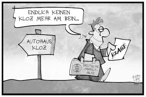 Cartoon: Deutsche Umwelthilfe (medium) by Kostas Koufogiorgos tagged karikatur,koufogiorgos,illustration,cartoon,umwelthilfe,duh,kloz,autohandel,klage,urteil,gericht,abgasskandal,karikatur,koufogiorgos,illustration,cartoon,umwelthilfe,duh,kloz,autohandel,klage,urteil,gericht,abgasskandal