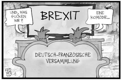 Cartoon: Deutschland-Frankreich (medium) by Kostas Koufogiorgos tagged karikatur,koufogiorgos,illustration,cartoon,deutschland,frankreich,brexit,komödie,partnerschaft,europa,karikatur,koufogiorgos,illustration,cartoon,deutschland,frankreich,brexit,komödie,partnerschaft,europa