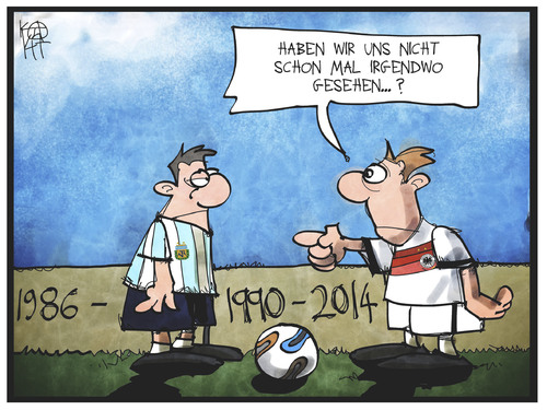 Cartoon: Deutschland vs. Argentinien (medium) by Kostas Koufogiorgos tagged karikatur,koufogiorgos,illustration,cartoon,deutschland,argentinien,finale,fußball,endspiel,stadion,sport,weltmeisterschaft,karikatur,koufogiorgos,illustration,cartoon,deutschland,argentinien,finale,fußball,endspiel,stadion,sport,weltmeisterschaft