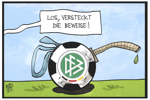 Cartoon: DFB-Affäre (medium) by Kostas Koufogiorgos tagged karikaturen,koufogiorgos,illustration,cartoon,dfb,fussball,verband,sport,korruption,affäre,wm2006,beweis,verstecken,ermittlung,karikaturen,koufogiorgos,illustration,cartoon,dfb,fussball,verband,sport,korruption,affäre,wm2006,beweis,verstecken,ermittlung