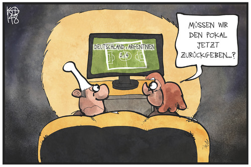 Cartoon: DFB-Testspiel (medium) by Kostas Koufogiorgos tagged karikatur,koufogiorgos,illustration,cartoon,wm,pokal,fussball,dfb,argentinien,deutschland,sport,karikatur,koufogiorgos,illustration,cartoon,wm,pokal,fussball,dfb,argentinien,deutschland,sport